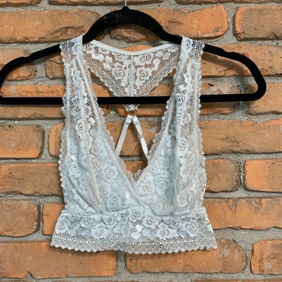White Floral Lace Racerback‎ Bralette - Size XS - Picture 1 of 4